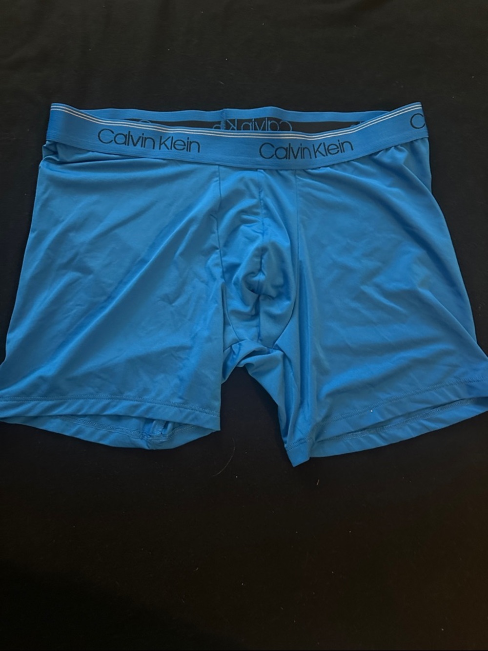 Calvin Klein Men's Bright Blue Boxer Briefs with Logo Waistband